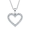14k white gold diamond heart necklace