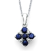 14k white gold sapphire & diamond square necklace