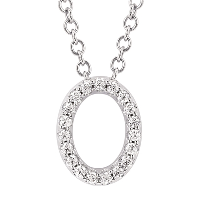 14k white gold diamond oval fashion necklace