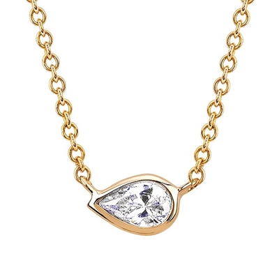 14k yellow gold pear diamond necklace