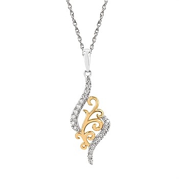 14k two tone diamond filagree necklace