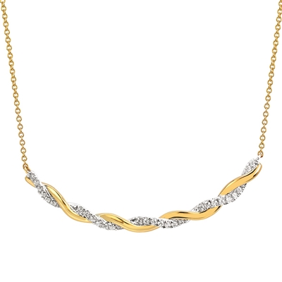 14k white & yellow two tone diamond braided necklace