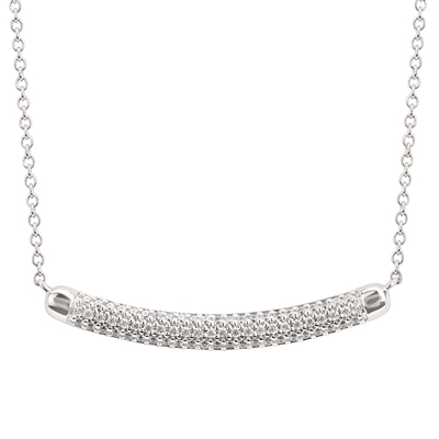 14k white gold diamond bar necklace