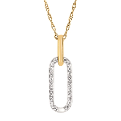 14k yellow gold diamond paperclip necklace