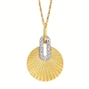 14k yellow gold & diamond circle texture necklace