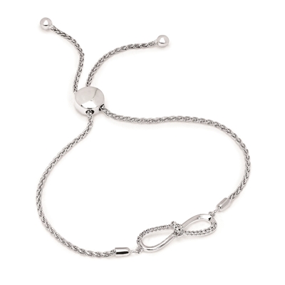 sterling silver & diamond infinity bolo adjustable bracelet