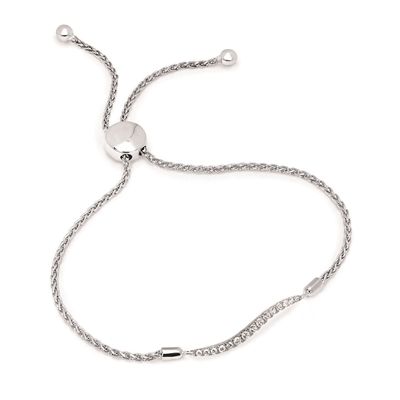 sterling silver & diamond adjustable bolo bracelet