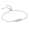 sterling silver & diamond leaf branch adjustable bolo bracelet