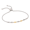sterling silver & yellow gold plated diamond bolo bracelet