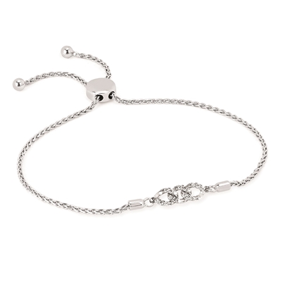 sterling silver & diamond adjustable bolo link bracelet
