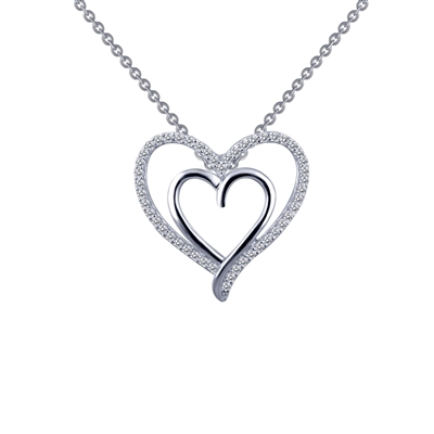 Lafonn sterling silver & cubic zirconia double heart necklace