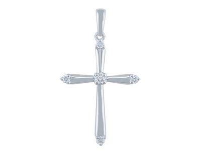 14k white gold diamond cross necklace