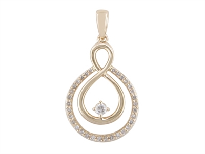 14k yellow gold double circle diamond necklace