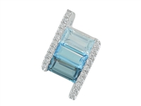 14k blue topaz, sky blue topaz, London blue topaz & diamond necklace