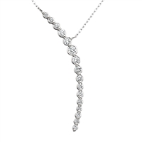 14k white gold diamond curve necklace