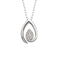 10k white gold open teardrop diamond necklace