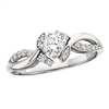 14k white gold diamond floral engagement ring