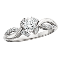 14k white gold diamond floral engagement ring