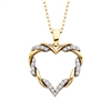 10k white & yellow gold diamond twist heart necklace