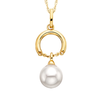 sterling silver & gold plated Swarovski pearl dangle necklace