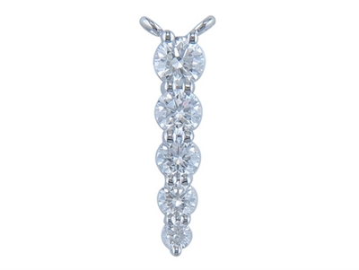 14k white gold 5 diamond drop necklace