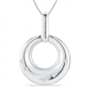 Stefano Bruni Designs classic & contemporary sterling silver & diamond round circle pendant