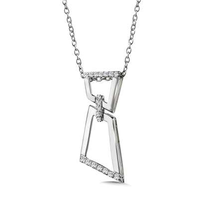 14k white gold diamond square dangle necklace