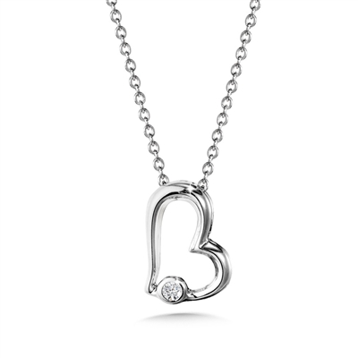 10k white gold diamond heart necklace