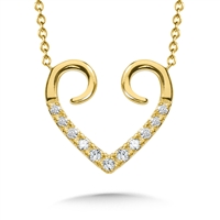 14k yellow gold abstract diamond heart necklace