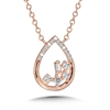 10k rose gold cluster diamond pear necklace