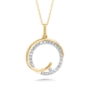 14k yellow & white gold two tone diamond circle necklace