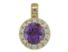 14k rose gold amethyst & diamond halo pendant