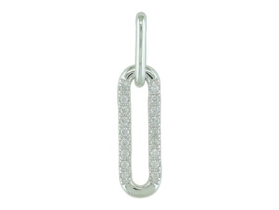 14k white gold diamond paperclip necklace