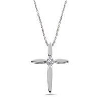 14k white gold diamond cross necklace