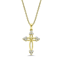 14k yellow gold diamond cross necklace