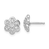 sterling silver & cz flower earrings