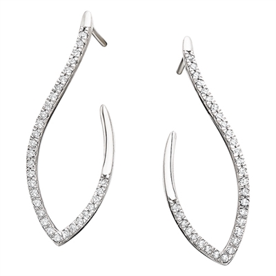 14k white gold diamond drop earrings