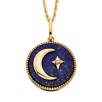 sterling silver with gold plating lapis moon necklace
