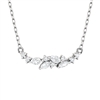 14k white gold round diamond & marquise necklace