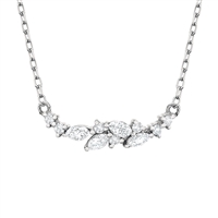 14k white gold round diamond & marquise necklace