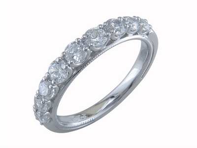 14k white gold 9 diamond milgrain anniversary ring