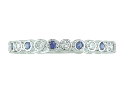 14k white gold sapphire & diamond stackable band