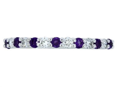 14k white gold amethyst & diamond stackable ring