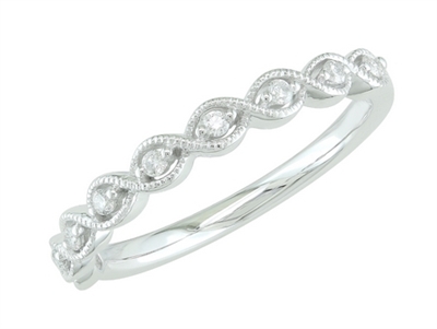 14k white gold migraine diamond stackable ring band