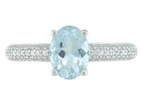 14k white gold diamond & aquamarine ring