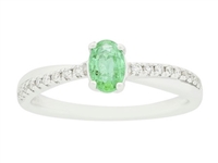 14k white gold oval emerald & diamond ring
