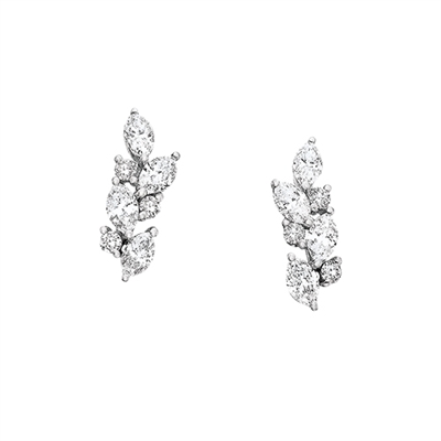 14k white gold diamond nature earrings