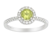 14k white gold peridot & diamond ring