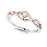 sterling silver & rose gold plated diamond promise ring