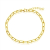 gold plated sterling silver polished & rope design paperclip bracelet